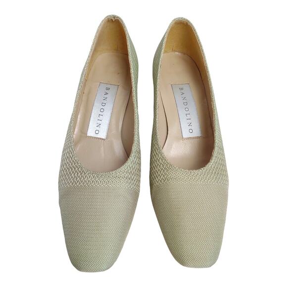 BANDOLINO Iridescent Green Pumps Size 8M Preppy Classic Block Heels Clean Simple - Picture 4 of 11